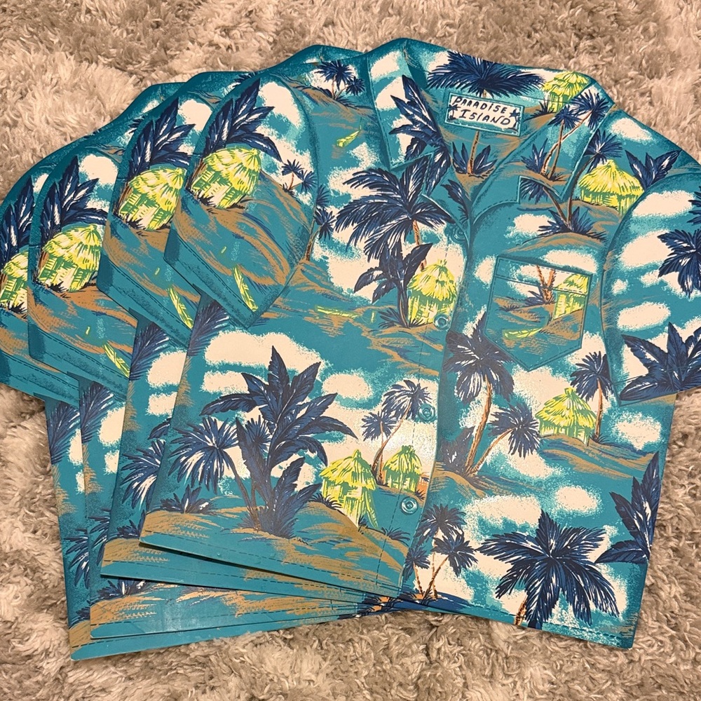 Vintage Tropical Blue Hawaiian Shirt Placemats set of 4